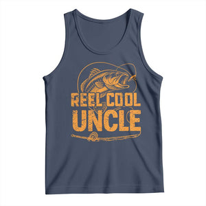 Reel Cool Uncle Tank Top Funny Fishing Fisherman Fathers Day TS10 Navy Print Your Wear
