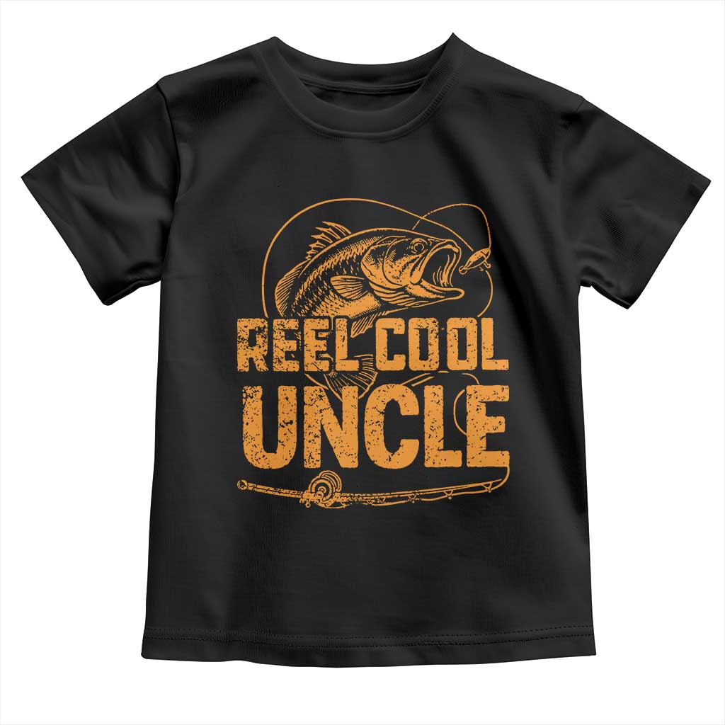 Reel Cool Uncle Toddler T Shirt Funny Fishing Fisherman Fathers Day TS10 Black Print Your Wear