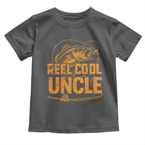 Reel Cool Uncle Toddler T Shirt Funny Fishing Fisherman Fathers Day TS10 Dark Heather Print Your Wear