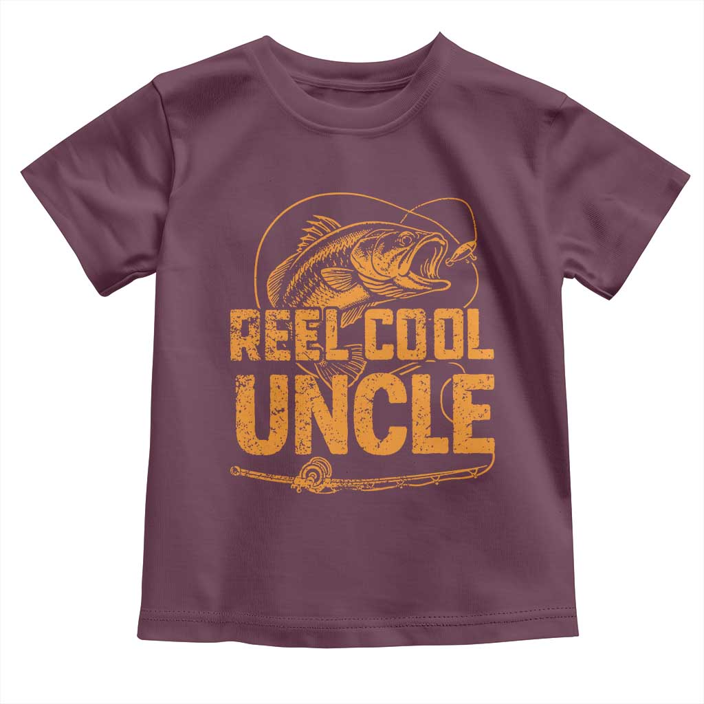 Reel Cool Uncle Toddler T Shirt Funny Fishing Fisherman Fathers Day TS10 Maroon Print Your Wear