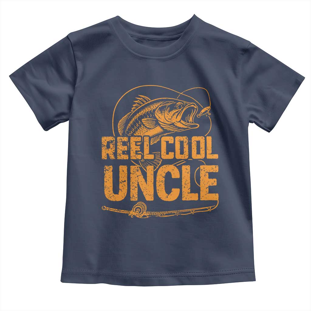 Reel Cool Uncle Toddler T Shirt Funny Fishing Fisherman Fathers Day TS10 Navy Print Your Wear