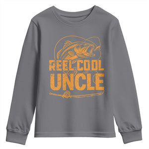 Reel Cool Uncle Youth Sweatshirt Funny Fishing Fisherman Fathers Day TS10 Charcoal Print Your Wear