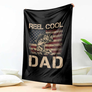 Reel Cool Dad Throw Blanket Funny Fishing USA Flag Patriotic Fisherman Fathers Day TS10 Print Your Wear