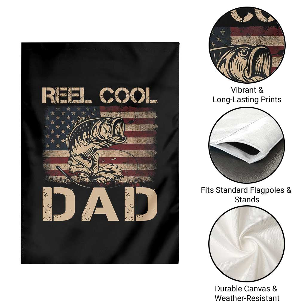 Reel Cool Dad Garden Flag Funny Fishing USA Flag Patriotic Fisherman Fathers Day TS10 Print Your Wear