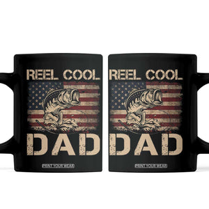 Reel Cool Dad Coffee Mug Funny Fishing USA Flag Patriotic Fisherman Fathers Day TS10 Black Print Your Wear