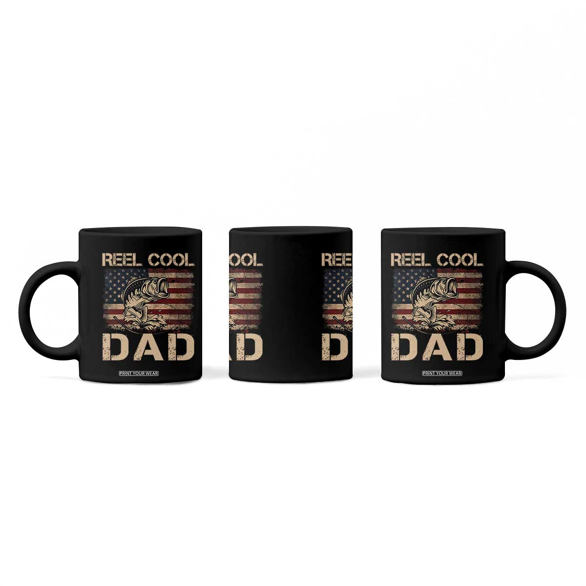 Reel Cool Dad Coffee Mug Funny Fishing USA Flag Patriotic Fisherman Fathers Day TS10 Print Your Wear