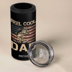 Reel Cool Dad 4 in 1 Can Cooler Tumbler Funny Fishing USA Flag Patriotic Fisherman Fathers Day TS10 Print Your Wear