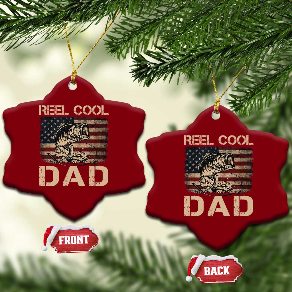 Reel Cool Dad Ceramic Ornament Funny Fishing USA Flag Patriotic Fisherman Fathers Day TS10 Print Your Wear