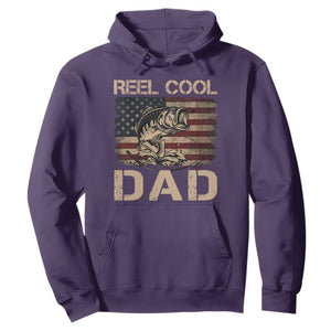 Reel Cool Dad Hoodie Funny Fishing USA Flag Patriotic Fisherman Fathers Day TS10 Purple Print Your Wear