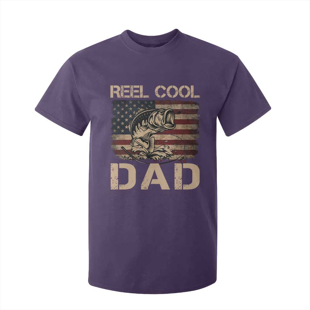 Reel Cool Dad T Shirt For Kid Funny Fishing USA Flag Patriotic Fisherman Fathers Day TS10 Purple Print Your Wear