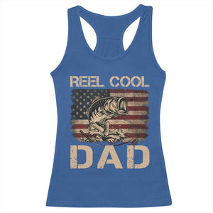 Reel Cool Dad Racerback Tank Top Funny Fishing USA Flag Patriotic Fisherman Fathers Day TS10 Royal Blue Print Your Wear