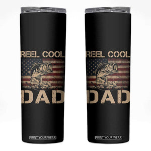 Reel Cool Dad Skinny Tumbler Funny Fishing USA Flag Patriotic Fisherman Fathers Day TS10 Black Print Your Wear
