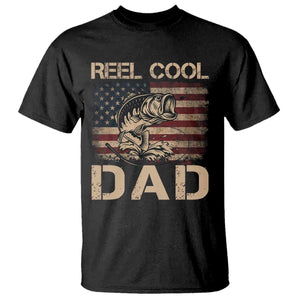 Reel Cool Dad T Shirt Funny Fishing USA Flag Patriotic Fisherman Fathers Day TS10 Black Print Your Wear