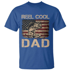 Reel Cool Dad T Shirt Funny Fishing USA Flag Patriotic Fisherman Fathers Day TS10 Royal Blue Print Your Wear