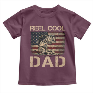 Reel Cool Dad Toddler T Shirt Funny Fishing USA Flag Patriotic Fisherman Fathers Day TS10 Maroon Print Your Wear