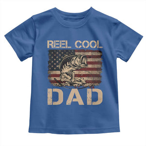 Reel Cool Dad Toddler T Shirt Funny Fishing USA Flag Patriotic Fisherman Fathers Day TS10 Royal Blue Print Your Wear