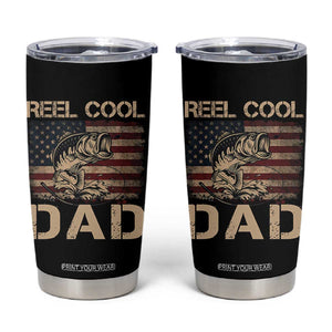 Reel Cool Dad Tumbler Cup Funny Fishing USA Flag Patriotic Fisherman Fathers Day TS10 Black Print Your Wear