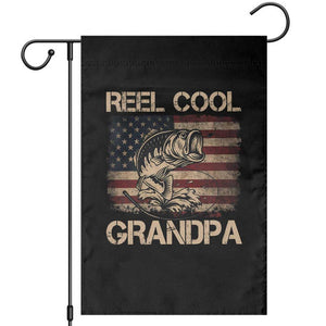 Reel Cool Grandpa Garden Flag Funny Fishing USA Flag Patriotic Fisherman Fathers Day TS10 Black Print Your Wear