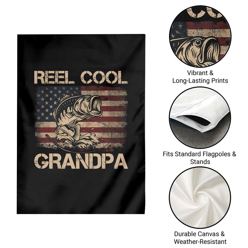 Reel Cool Grandpa Garden Flag Funny Fishing USA Flag Patriotic Fisherman Fathers Day TS10 Print Your Wear