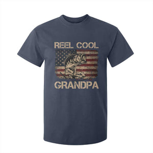 Reel Cool Grandpa T Shirt For Kid Funny Fishing USA Flag Patriotic Fisherman Fathers Day TS10 Navy Print Your Wear