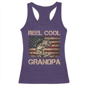 Reel Cool Grandpa Racerback Tank Top Funny Fishing USA Flag Patriotic Fisherman Fathers Day TS10 Purple Print Your Wear