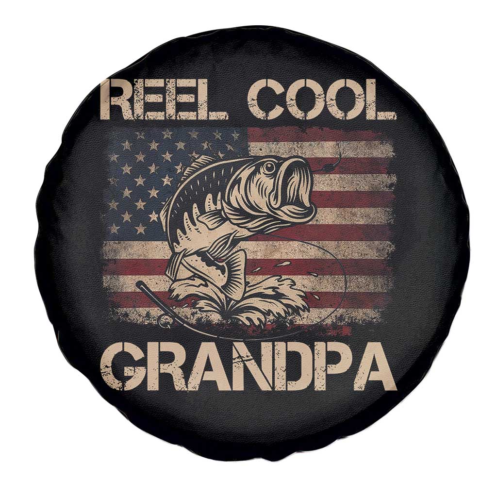 Reel Cool Grandpa Spare Tire Cover Funny Fishing USA Flag Patriotic Fisherman Fathers Day TS10 Print Your Wear