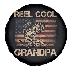 Reel Cool Grandpa Spare Tire Cover Funny Fishing USA Flag Patriotic Fisherman Fathers Day TS10 Print Your Wear