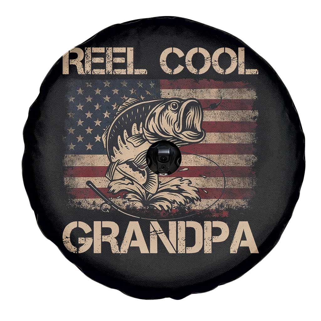 Reel Cool Grandpa Spare Tire Cover Funny Fishing USA Flag Patriotic Fisherman Fathers Day TS10 Print Your Wear