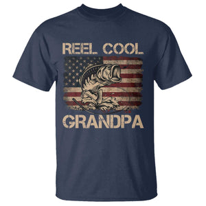 Reel Cool Grandpa T Shirt Funny Fishing USA Flag Patriotic Fisherman Fathers Day TS10 Navy Print Your Wear