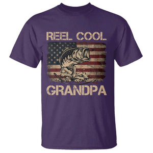 Reel Cool Grandpa T Shirt Funny Fishing USA Flag Patriotic Fisherman Fathers Day TS10 Purple Print Your Wear