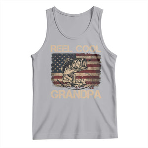 Reel Cool Grandpa Tank Top Funny Fishing USA Flag Patriotic Fisherman Fathers Day TS10 Athletic Heather Print Your Wear