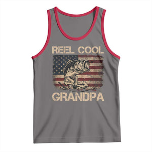 Reel Cool Grandpa Tank Top Funny Fishing USA Flag Patriotic Fisherman Fathers Day TS10 Deep Heather Red Print Your Wear