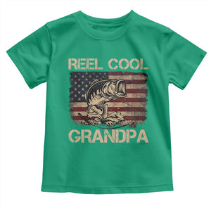 Reel Cool Grandpa Toddler T Shirt Funny Fishing USA Flag Patriotic Fisherman Fathers Day TS10 Irish Green Print Your Wear
