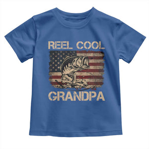 Reel Cool Grandpa Toddler T Shirt Funny Fishing USA Flag Patriotic Fisherman Fathers Day TS10 Royal Blue Print Your Wear