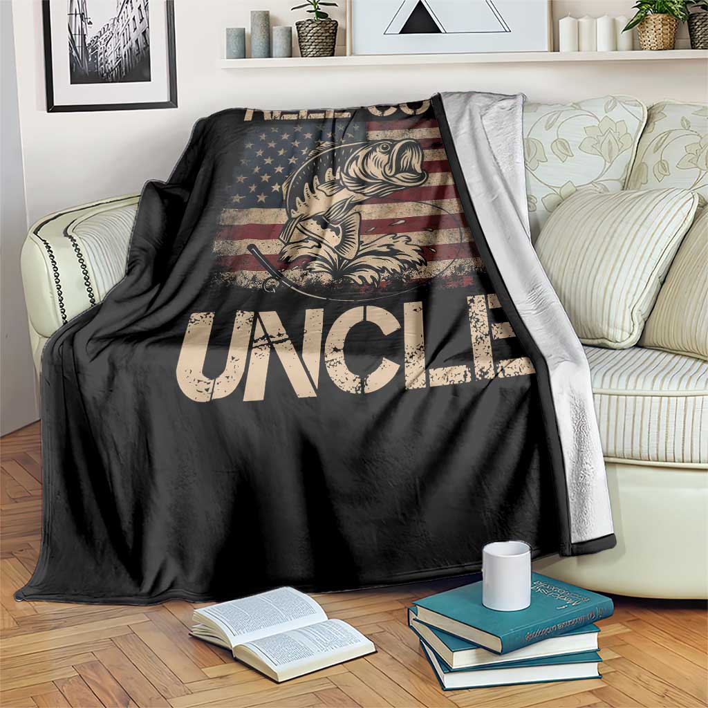 Reel Cool Uncle Throw Blanket Funny Fishing USA Flag Patriotic Fisherman Fathers Day TS10 Print Your Wear