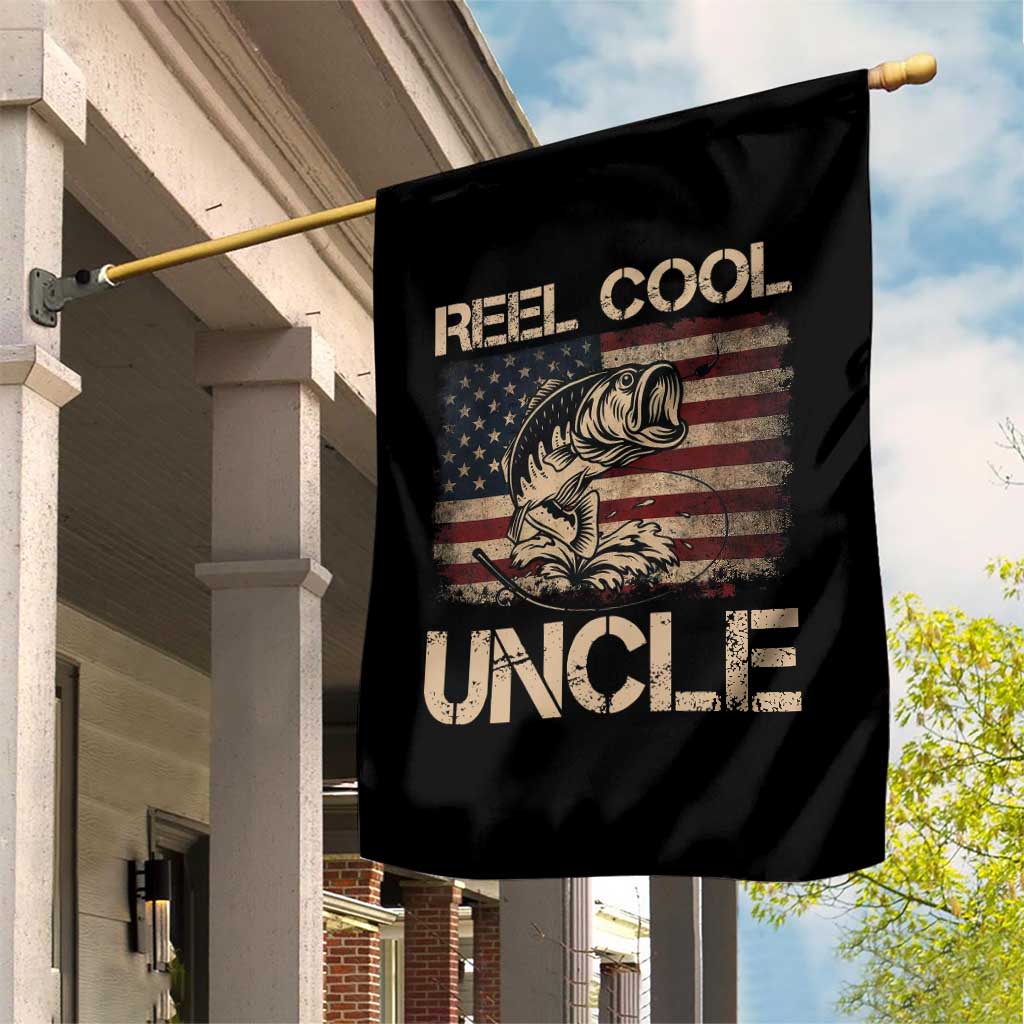 Reel Cool Uncle Garden Flag Funny Fishing USA Flag Patriotic Fisherman Fathers Day TS10 Print Your Wear