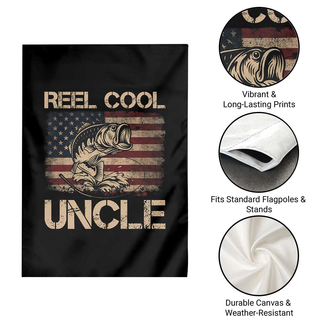 Reel Cool Uncle Garden Flag Funny Fishing USA Flag Patriotic Fisherman Fathers Day TS10 Print Your Wear