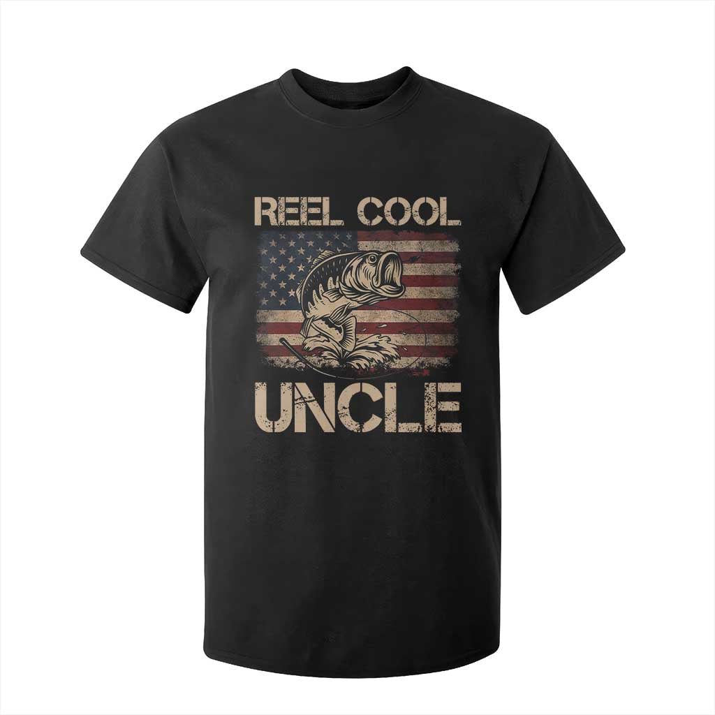 Reel Cool Uncle T Shirt For Kid Funny Fishing USA Flag Patriotic Fisherman Fathers Day TS10 Black Print Your Wear