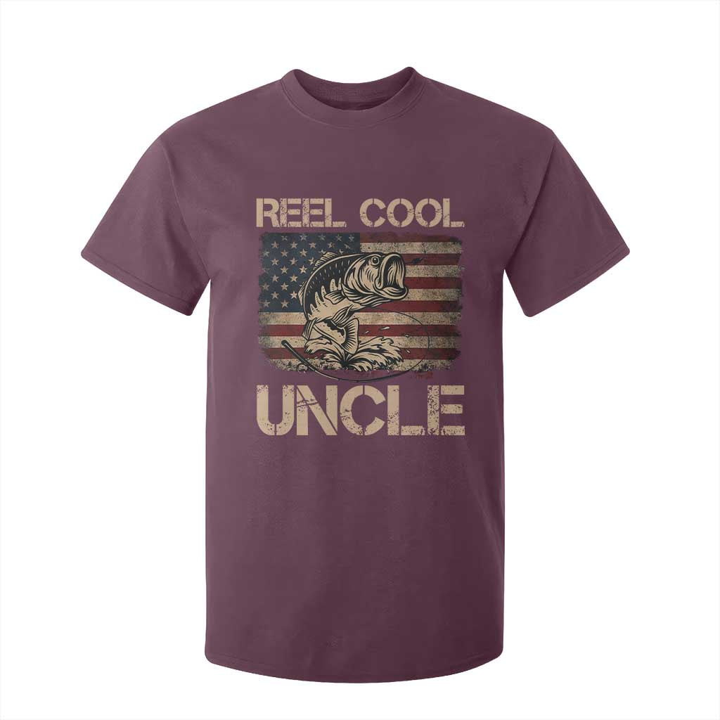 Reel Cool Uncle T Shirt For Kid Funny Fishing USA Flag Patriotic Fisherman Fathers Day TS10 Maroon Print Your Wear