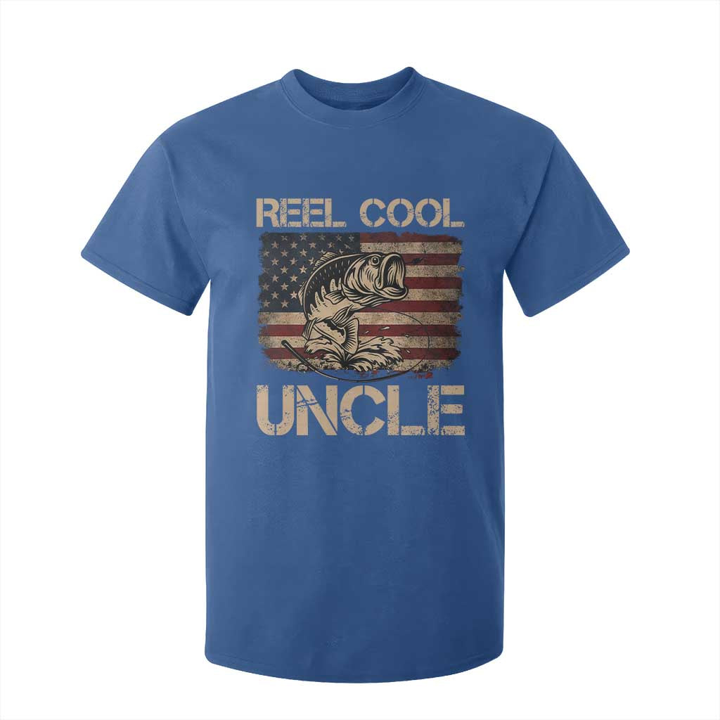 Reel Cool Uncle T Shirt For Kid Funny Fishing USA Flag Patriotic Fisherman Fathers Day TS10 Royal Blue Print Your Wear