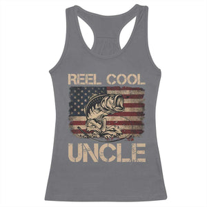Reel Cool Uncle Racerback Tank Top Funny Fishing USA Flag Patriotic Fisherman Fathers Day TS10 Charcoal Print Your Wear