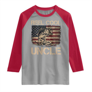 Reel Cool Uncle Raglan Shirt Funny Fishing USA Flag Patriotic Fisherman Fathers Day TS10 Sport Gray Red Print Your Wear