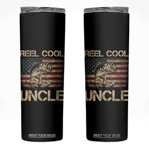 Reel Cool Uncle Skinny Tumbler Funny Fishing USA Flag Patriotic Fisherman Fathers Day TS10 Black Print Your Wear