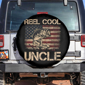 Reel Cool Uncle Spare Tire Cover Funny Fishing USA Flag Patriotic Fisherman Fathers Day TS10 No hole Black Print Your Wear