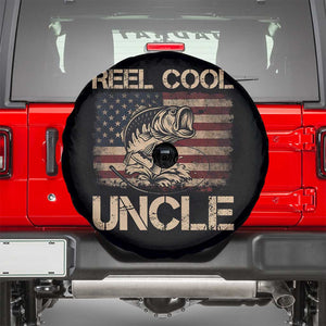 Reel Cool Uncle Spare Tire Cover Funny Fishing USA Flag Patriotic Fisherman Fathers Day TS10 Black Print Your Wear