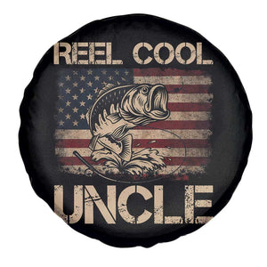 Reel Cool Uncle Spare Tire Cover Funny Fishing USA Flag Patriotic Fisherman Fathers Day TS10 Print Your Wear