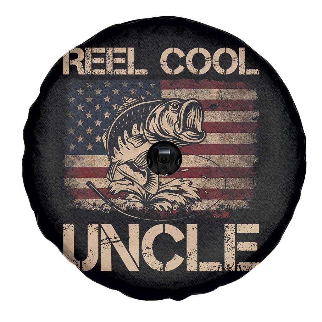 Reel Cool Uncle Spare Tire Cover Funny Fishing USA Flag Patriotic Fisherman Fathers Day TS10 Print Your Wear