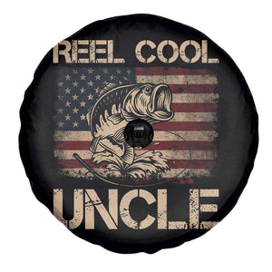 Reel Cool Uncle Spare Tire Cover Funny Fishing USA Flag Patriotic Fisherman Fathers Day TS10 Print Your Wear