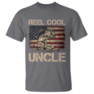 Reel Cool Uncle T Shirt Funny Fishing USA Flag Patriotic Fisherman Fathers Day TS10 Charcoal Print Your Wear