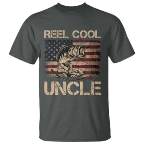 Reel Cool Uncle T Shirt Funny Fishing USA Flag Patriotic Fisherman Fathers Day TS10 Dark Heather Print Your Wear